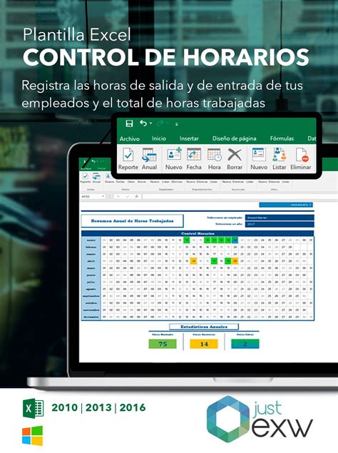 Plantilla Premium Control De Horarios Y Horas Trabajadas Plantilla Excel