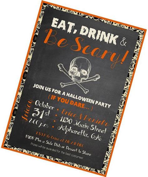 Halloween Party Invitation Adult Halloween Party Black And Orange Costume Party  With