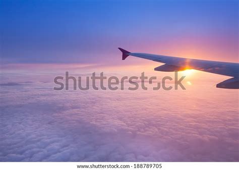 Wing Airplane Sunset Stock Photo Edit Now 188789705