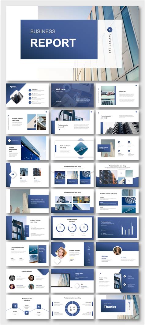 Cool And Modern Blue Business Presentation Template Business