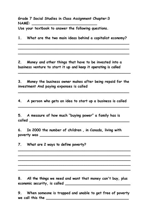 Social Studies 7th Grade Worksheets