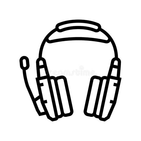 Gaming Headphones Line Icon Vector Illustration Stock Vector
