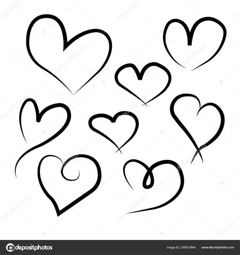 Set Of Outline Hand Drawn Heart Iconvector Heart Collection Il Stock Vector By ©kristi44 249612948