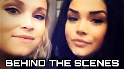 Eliza Taylor And Marie Avgeropoulos The 100 Season 7 BTS Valentine S