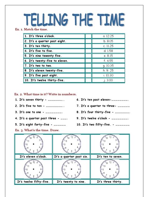 Telling The Time Worksheet