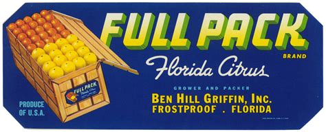 Florida Memory Full Pack Brand Florida Citrus Label