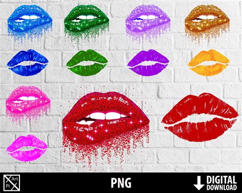 Lips Png Dripping Lips Bite Png Printable Sparkling Glitter Etsy Uk