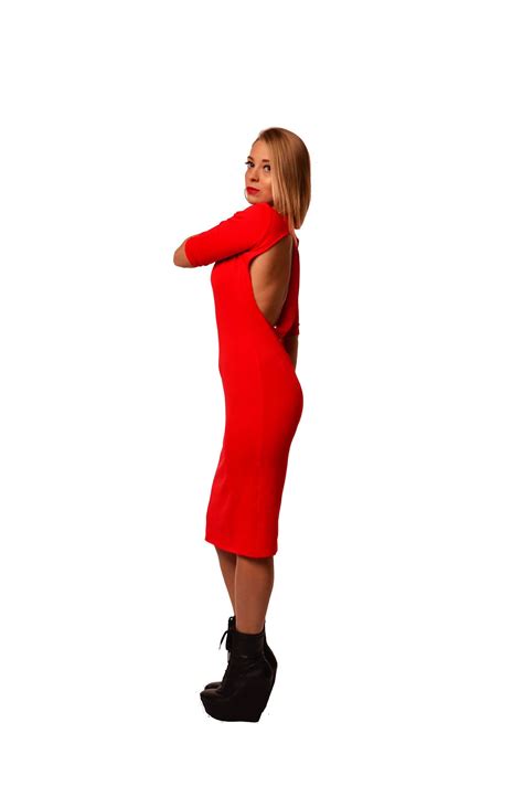 Sexy Tight Red Dress For Extravagant Women Open Back Midi Etsy Uk