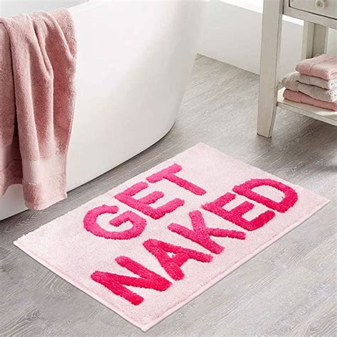 Zeeinx Get Naked Bath Mat Cute Bathroom Rugs Non Slip Microfiber Bath Rugs Funny