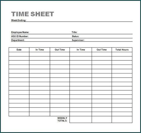 Free Printable Weekly Timesheet Template Bogiolo Within Weekly Time