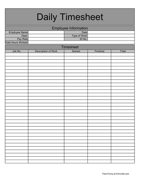Job Time Sheet Template Double Entry Bookkeeping 10 Best Blank