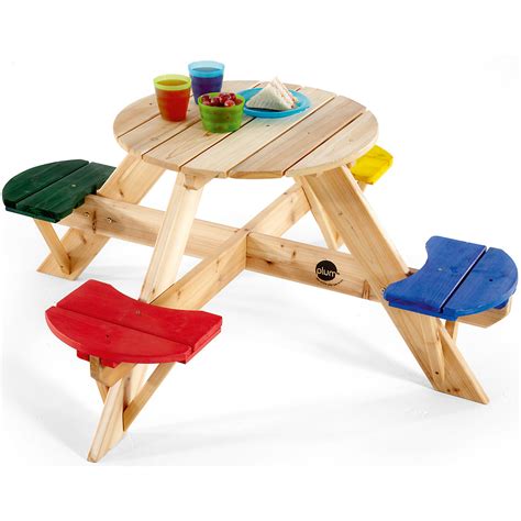 Bei hertie kaufen sie günstig ein: Kinder Picknicktisch rund mit farbigen Sitzen, plum | myToys