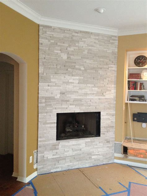 Fireplace With Realstone White Birch Ledge Stone Stacked Stone