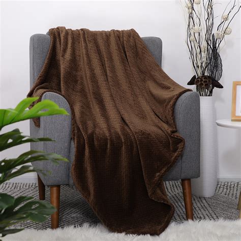 Soft Flannel Fleece Blanket Sofa Throw Blanket Brown 50 X 59