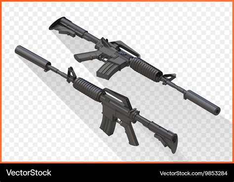 Assault Rifle M4a1 Isometric Royalty Free Vector Image