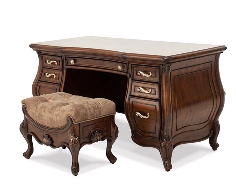 This desk is unique because i haven't seen a double pedestal desk in the french provincial style without the wood being painted. Platine De Royale French Provincial Bombe Vanity Desk In ...