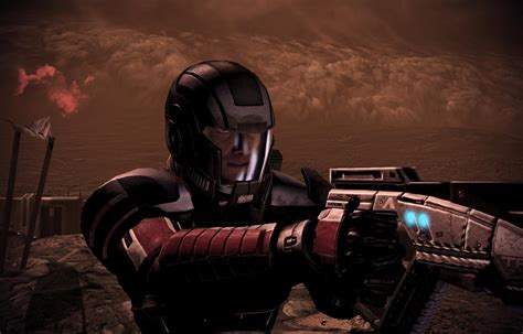 Shepard In Full Face N7 Helmet Image Mass Effect 3 Mesh Mods Helmet