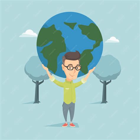 Premium Vector Business Man Holding Globe Illustration