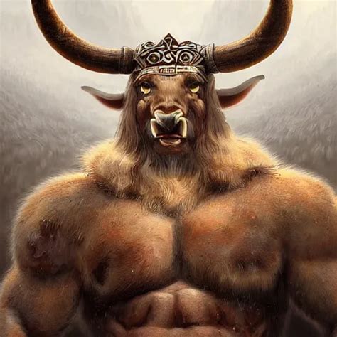 Digital Painting Of An Minotaur As A Viking King By Stable Diffusion