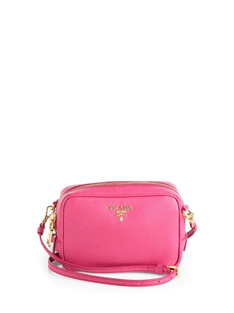Prada Mini Saffiano Camera Crossbody Bag In Pink Peonia Pink Lyst