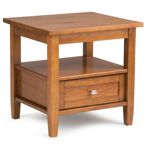 Simpli Home Warm Shaker Solid Wood 20 In Wide Rustic End Side Table In