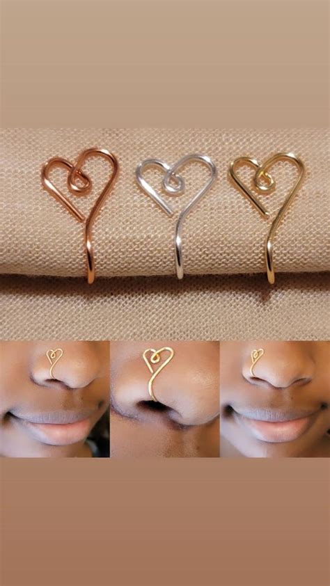 Heart Nose Cuff Afrocentric Nose Jewelry Faux Nose Ring Etsy Nose Jewelry Nose Ring Jewelry
