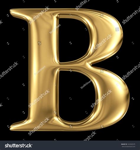 Golden Shining Metallic 3d Symbol Capital Letter B Uppercase Isolated