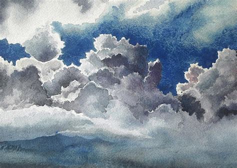August Clouds By Helen Klebesadel Watercolor Painting Artful Home