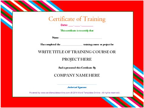 training certificate template word  ms word templates