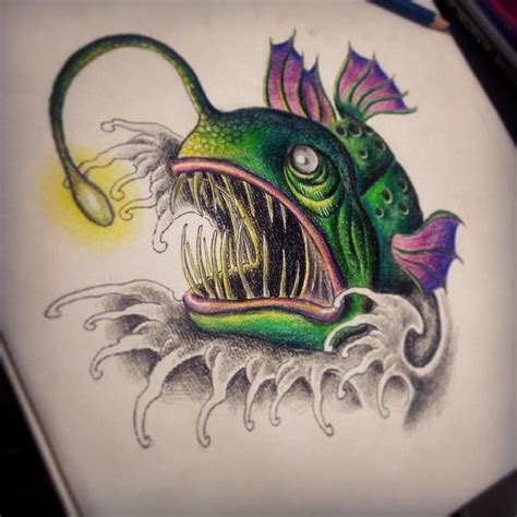 The angler fish tattoo is a quite popular sea creature tattoo. Angler fish by uuu123447 on DeviantArt