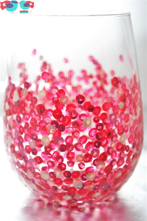 How To Decorate Wine Glasses With Hand Painted Confetti Dots The Love Nerds