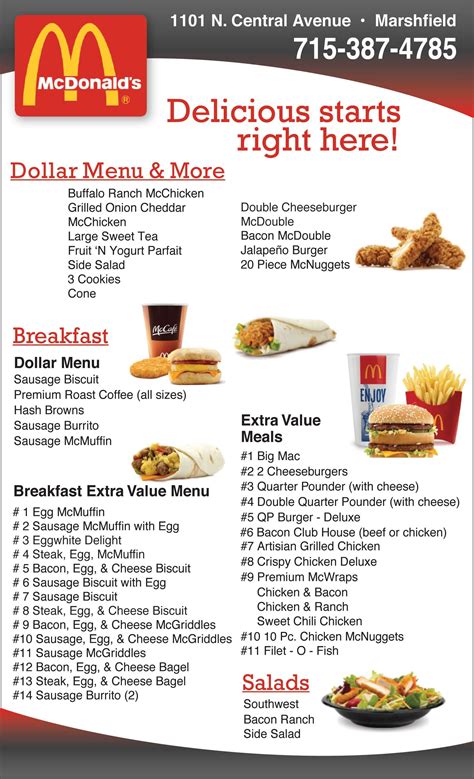 However it has been recorder that consumption of such meals may lead to increasing cases of diabetes and high blood pressures. McDonald's | Fast Food | Menu | Restaurant Marshfield WI ...
