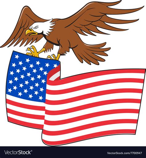 Cartoon American Flag American Bald Eagle Carrying Usa Flag Cartoon
