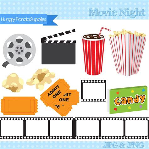 Movie Night Digital Clipart Theater Clipart At The Movies Etsy