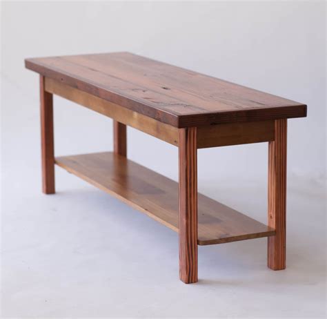 Skinny Reclaimed Wood Coffee Table With Shelf