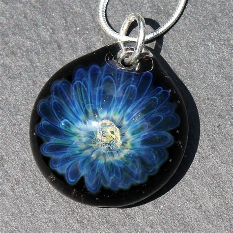 Handmade Blue Implosion Glass Boro Pendant Borosilicate Glass Jewelry Focal Pendants Handblown