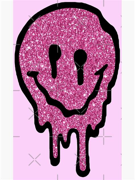 Pink Glitter Drippy Smiley Face Art Print By Lolsammy910 Redbubble