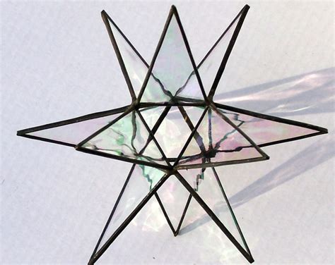 Stained Glass Tree Topper Iridescent Clear Glass Moravian Etsy