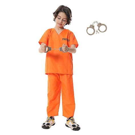 Prison Convict Cosplay Prisoner Uniform Child Suit Halloween Costume