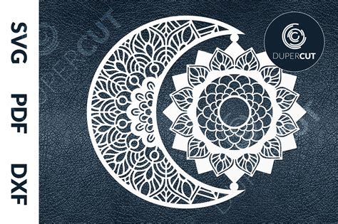 Svg Pdf Dxf Sun Moon Mandala Papercutting Template