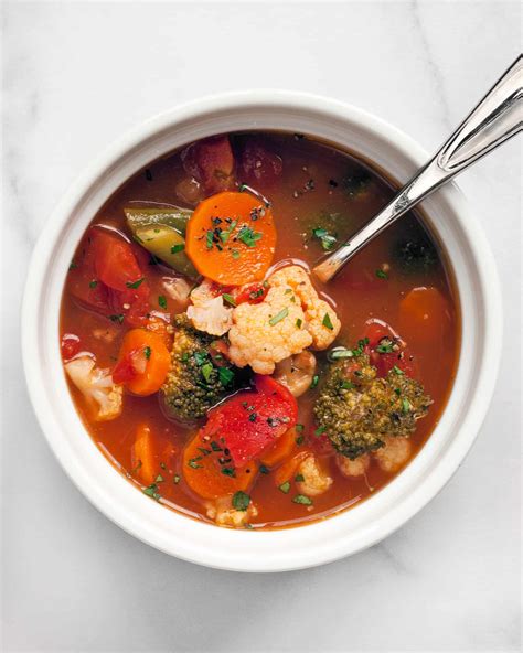 Hearty Vegetable Soup With Broccoli And Cauliflower Last Ingredient