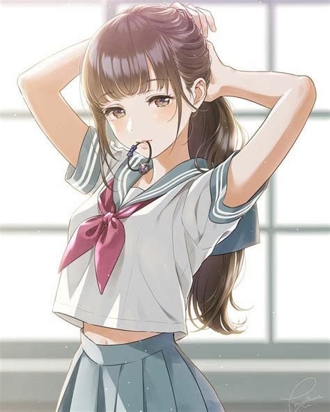 sexy anime girl with brown hair ibikini cyou