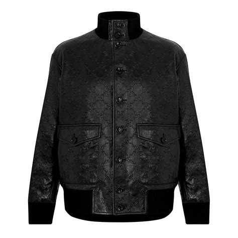 Gucci Leather Gg Bomber Jacket Men Black 1000 Flannels