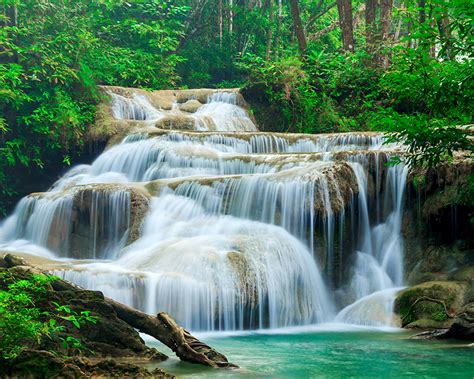 Fotos Von Thailand Erawan Waterfall Kanchanaburi Natur Wasserfall