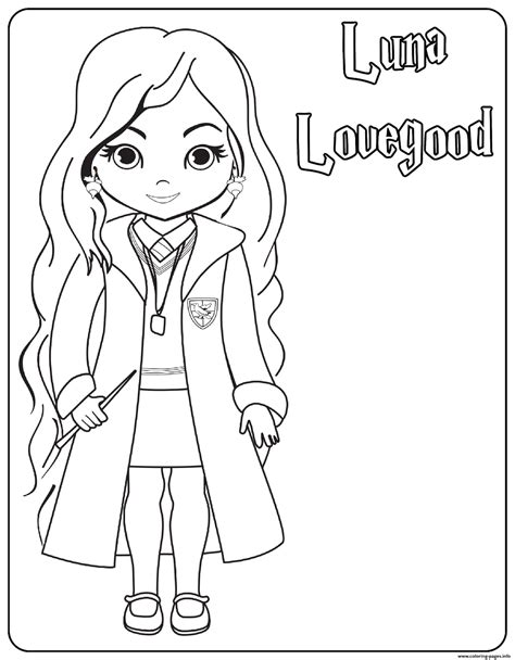 Harry Potter Luna Anime Coloring Page Luna Lovegood Template Coloring