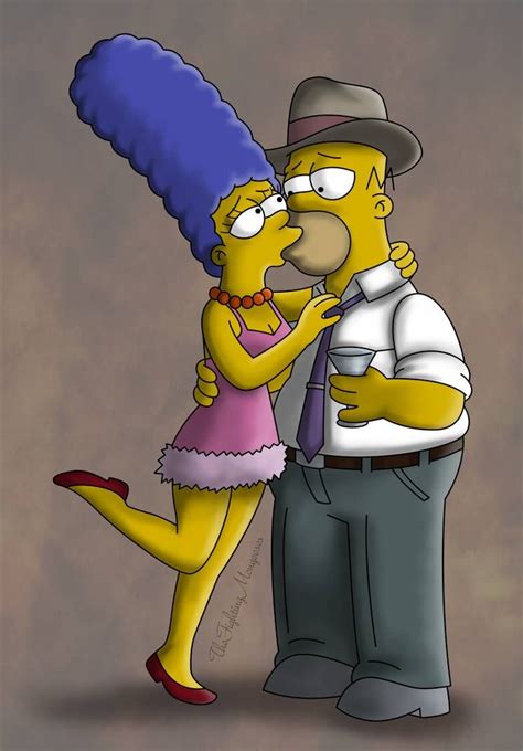 kiss kiss by thefightingmongooses simpsons art simpsons artist homer and marge