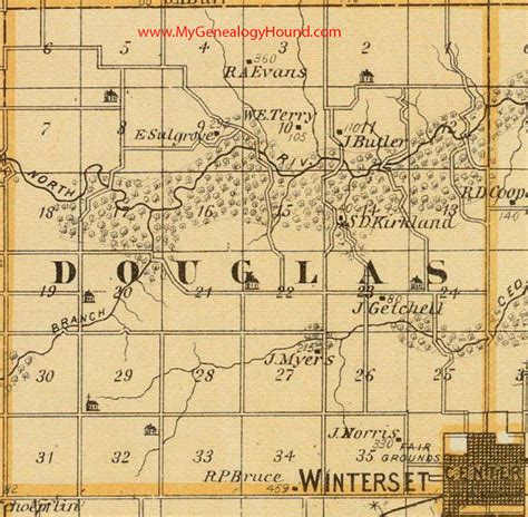 Douglas Township Madison County Iowa 1875 Map