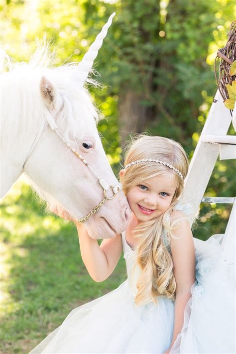 Beautiful Princess Girl And Her Unicorn Photo Fairytale Photography