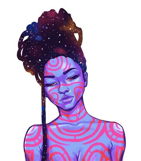 Spaced Out 2 🔮🌌💜💖💙 Art Blackart Illustration Artist Drawing Hair