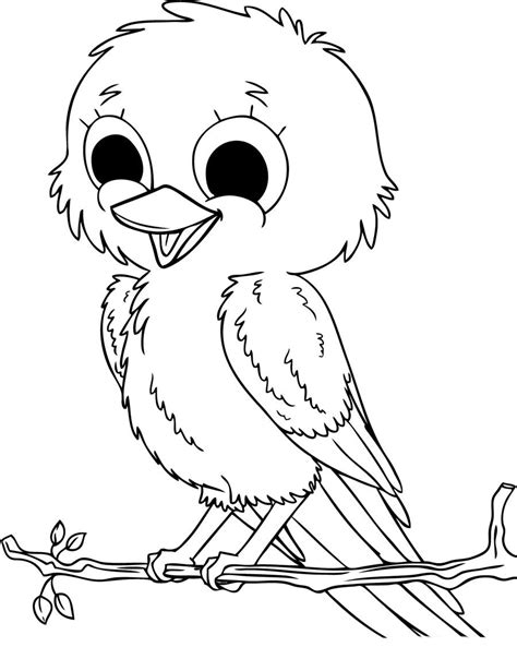 Imagen de pajaro bebe para pintar y colorear - Dibujos De